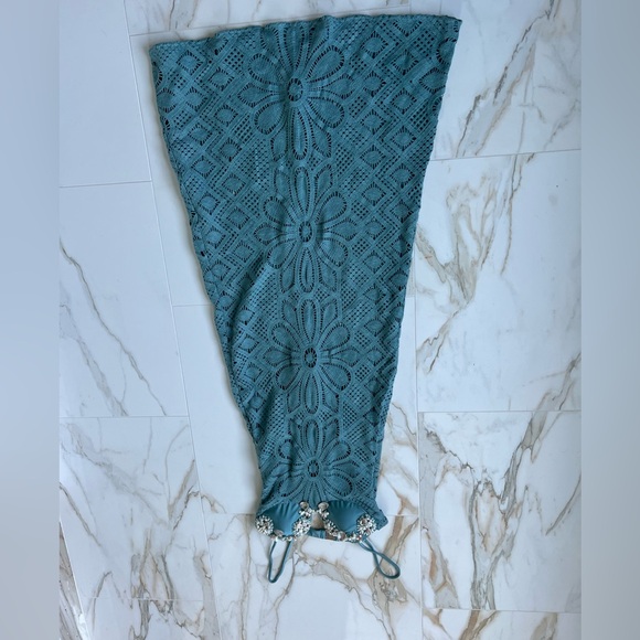 $850 PatBO Camila Coelho Crochet Embroidered Maxi Dress - Blue size M - Picture 10 of 11